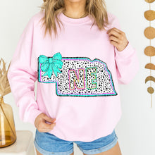Load image into Gallery viewer, Pink Teal Dalmatian Bow States (All 50 states available) DTF TRANSFER