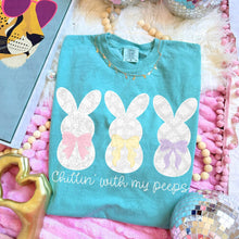Load image into Gallery viewer, Chillin' With My P__ps Easter Trio Lace Bow Bunny TRANSFER MZM MAR 26
