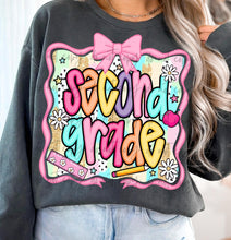 Load image into Gallery viewer, Preppy Paint Brush Pink Bow Frame School Grades DROPDOWN TRANSFER