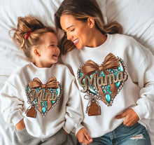 Load image into Gallery viewer, Mama Mini Teal Concho Heart With SLEEVE OPTION TRANSFER AGCM JAN