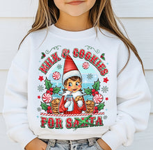 Load image into Gallery viewer, Milk & Cookies For Santa Girl Elf SLEEVE OPTION TRANSFER GRAVITEE