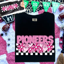 Load image into Gallery viewer, Pink Checkered Floral Faux Embroidery Mascot TRANSFER CAP DEC