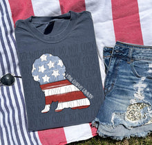 Load image into Gallery viewer, Patriotic Dog Designs White Text SWD MAY DROPDOWN TRANSFER