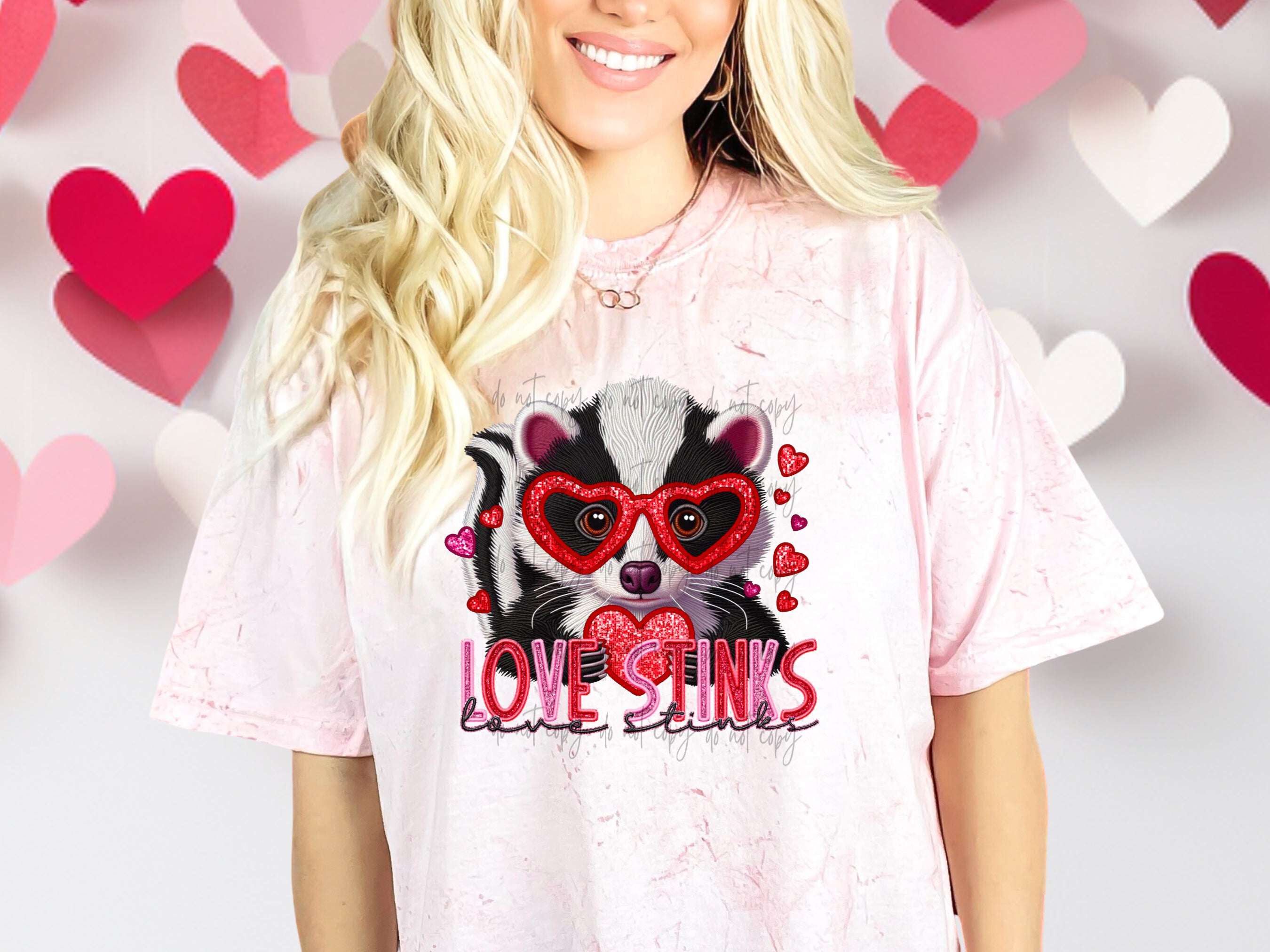 Love Stinks Faux Embroidery Sequin TRANSFER Sassy Sublimation