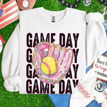 Load image into Gallery viewer, Game Day Stacked Painted Ball Pink Bow Sport Dropdown TRANSFER SDD FEB 26