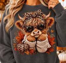 Load image into Gallery viewer, Cute Leopard Bow Fall Highland TRANSFER TUESDAY