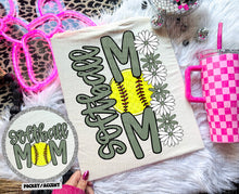 Load image into Gallery viewer, Floral Softball Mom With Pocket DROPDOWN TRANSFER CAP MAR