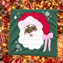 Load image into Gallery viewer, Santa Red Pink Polka Hat Pink Bow Snowflakes TRANSFER TCC OCT 26