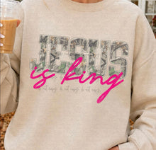 Load image into Gallery viewer, Jesus Is King Retro Distressed Camo DTF TRANSFER TUESDAY