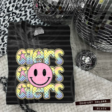 Load image into Gallery viewer, Rainbow Checker Pink Happy Stacked Mascots Dropdown TRANSFER CAP JUNE 25