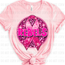 Load image into Gallery viewer, Breast Cancer Glitter Circle Mascot DROPDOWN TRANSFER