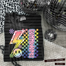 Load image into Gallery viewer, Sideways Rainbow Checker Bolt Happy Mascots Dropdown TRANSFER CAP JUNE