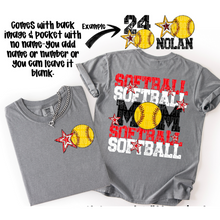 Load image into Gallery viewer, Softball Mom Customizable DROPDOWN With Pocket TRANSFER SDD AUGUST
