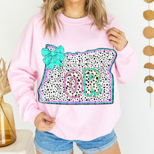 Load image into Gallery viewer, Pink Teal Dalmatian Bow States (All 50 states available) DTF TRANSFER