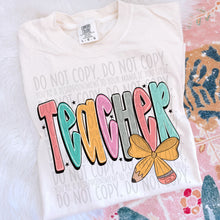 Load image into Gallery viewer, Teacher Pencil Bow DROPDOWN TRANSFER SWD JUNE