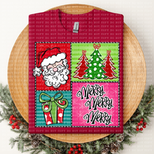 Load image into Gallery viewer, Merry Merry Merry Santa Squares And Tree TRANSFER ECHT