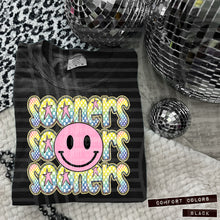 Load image into Gallery viewer, Rainbow Checker Pink Happy Stacked Mascots Dropdown TRANSFER CAP JUNE 25