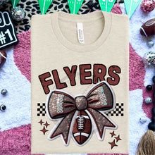 Load image into Gallery viewer, Football Bow Faux Embroidery Mascot DROPDOWN TRANSFER HMWK 24