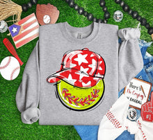 Load image into Gallery viewer, Play Ball Happy Face Hat Softball DROPDOWN TRANSFER BIA