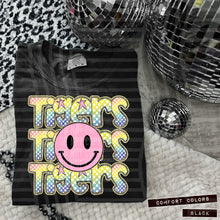 Load image into Gallery viewer, Rainbow Checker Pink Happy Stacked Mascots Dropdown TRANSFER CAP JUNE 25