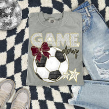 Load image into Gallery viewer, Dalmatian Game Day Soccer With Bow DROPDOWN TRANSFER CAP FEB