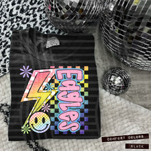 Load image into Gallery viewer, Sideways Rainbow Checker Bolt Happy Mascots Dropdown TRANSFER CAP JUNE