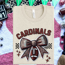 Load image into Gallery viewer, Football Bow Faux Embroidery Mascot DROPDOWN TRANSFER HMWK 24