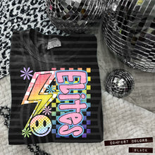 Load image into Gallery viewer, Sideways Rainbow Checker Bolt Happy Mascots Dropdown TRANSFER CAP JUNE