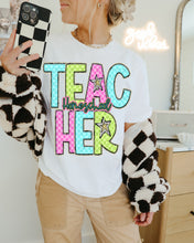 Load image into Gallery viewer, Bright Plaid Teacher Titles DROPDOWN TRANSFER CAP MAR