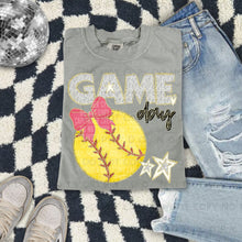 Load image into Gallery viewer, Dalmatian Game Day Softball With Bow DROPDOWN TRANSFER CAP FEB