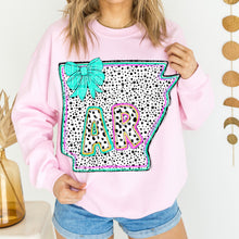 Load image into Gallery viewer, Pink Teal Dalmatian Bow States (All 50 states available) DTF TRANSFER