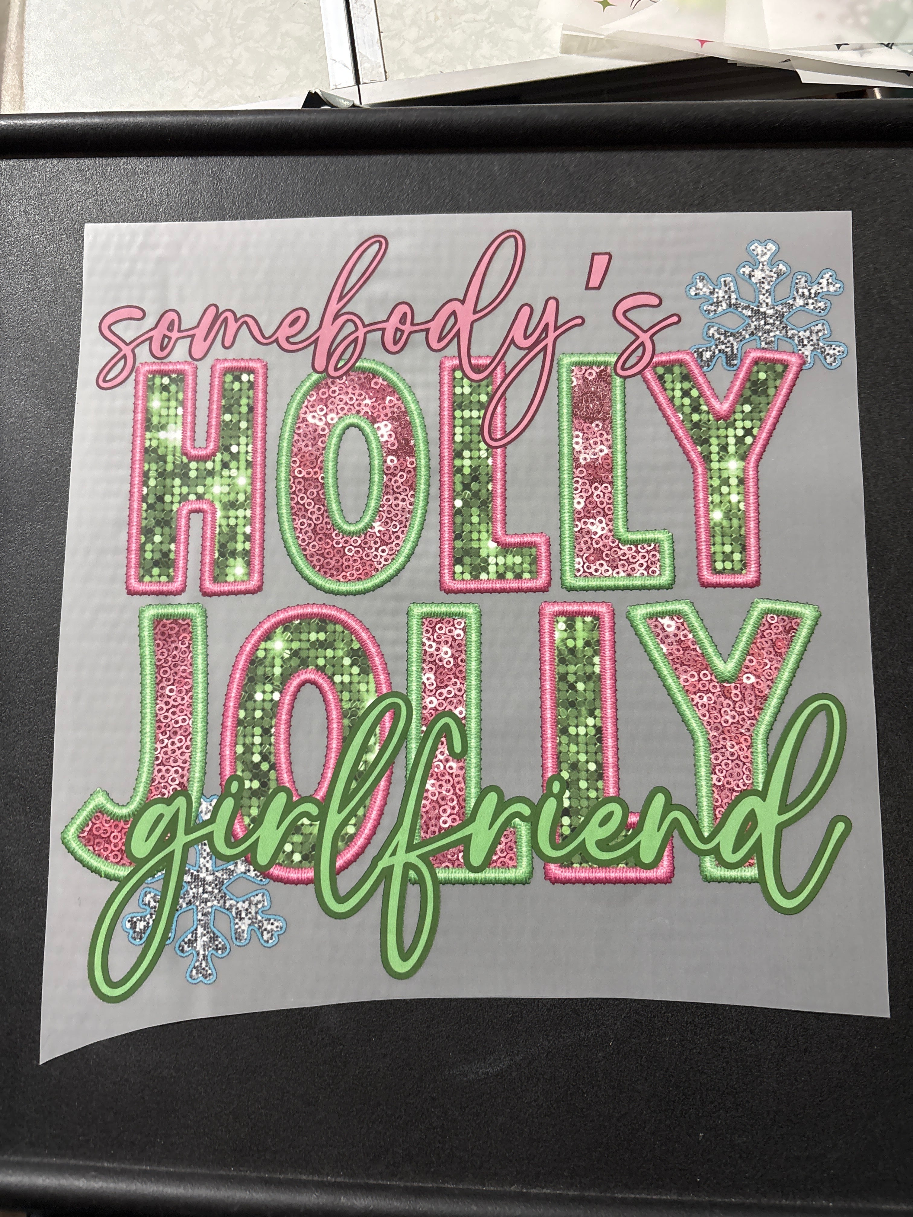 Holly Jolly Girlfriend Pink RTS DTF TRANSFER Sassy Sublimation