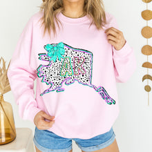 Load image into Gallery viewer, Pink Teal Dalmatian Bow States (All 50 states available) DTF TRANSFER