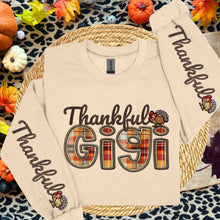 Load image into Gallery viewer, Thankful Plaid Title Faux Embroidery DOUBLE SLEEVE TRANSFER AGCM