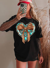 Load image into Gallery viewer, Turquoise Heart Bow With SLEEVE OPTION TRANSFER AGCM JAN