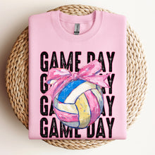 Load image into Gallery viewer, Game Day Stacked Painted Ball Pink Bow Sport Dropdown TRANSFER SDD FEB 26