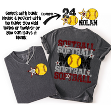 Load image into Gallery viewer, Softball Mom Customizable DROPDOWN With Pocket TRANSFER SDD AUGUST