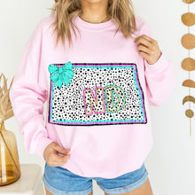 Load image into Gallery viewer, Pink Teal Dalmatian Bow States (All 50 states available) DTF TRANSFER