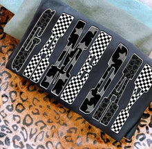 Load image into Gallery viewer, Game Day Black Leopard Checker Stars TRANSFER