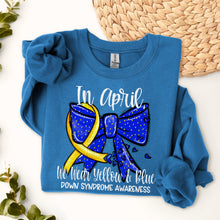 Load image into Gallery viewer, In April We Wear Yellow & Blue Bow DROPDOWN TRANSFER SDD FEB