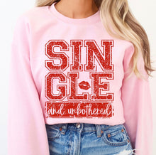 Load image into Gallery viewer, Single And Unbothered Red Glitter TRANSFER DWD