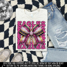 Load image into Gallery viewer, Pink Gold Rhinestone Bow Mascot DROPDOWN TRANSFER