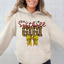Load image into Gallery viewer, Softball Names Bow Faux Embroidery TRANSFER HMWK JAN