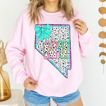 Load image into Gallery viewer, Pink Teal Dalmatian Bow States (All 50 states available) DTF TRANSFER