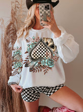 Load image into Gallery viewer, Checkered Spade Floral Black Teal With SLEEVE OPTION TRANSFER AGCM JAN