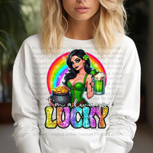 Load image into Gallery viewer, I’m Always Lucky Glitter Lady TRANSFER