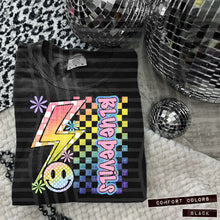 Load image into Gallery viewer, Sideways Rainbow Checker Bolt Happy Mascots Dropdown TRANSFER CAP JUNE