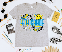 Load image into Gallery viewer, Blue Skateboard Happy Checkered Grades DROPDOWN TRANSFER