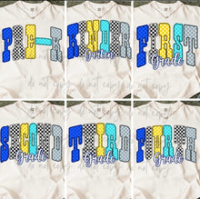 Load image into Gallery viewer, Blue Yellow Checkered Grades DROPDOWN TRANSFER