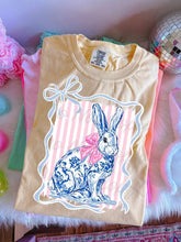 Load image into Gallery viewer, Blue Bow Stripe Frame Bunny DROPDOWN TRANSFER MZM MAR 26